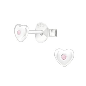 Cercei din argint model inima cu zirconiu roz DiAmanti DIA27237 (Argint 925‰ 0,5 g.)
